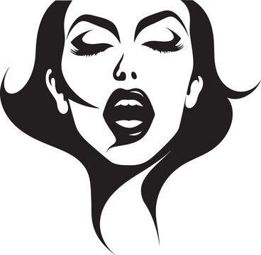 Moonlit Maiden: Woman Vampire Emblem Design Shadow Seduction: Vector Logo of Alluring Vampire Face