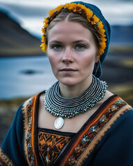 Icelandic Woman in Traditional Dress
