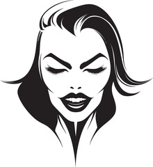 Gothic Grace: Woman Vampire Icon Graphics Shadow Seduction: Vector Logo of Veiled Vampire Face