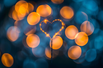 Heart light shape sparkle at night background. - 780066344