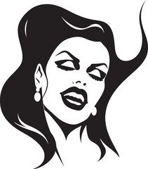 Nightly Noir: Woman Vampire Emblem Design Serene Seduction: Vector Logo of Gothic Vampire Face