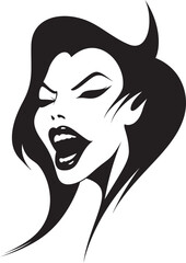 Veiled Visage: Vector Logo of Mysterious Vampire Face Serene Seduction: Woman Vampire Emblem Design