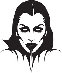 Veiled Vixen: Vector Logo of Twilight Vampire Face Nocturnal Nobility: Woman Vampire Emblem Design