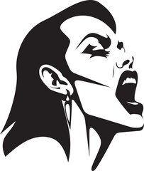 Gothic Glamour: Femme Vampire Face Icon Graphics Ethereal Enchantment: Mystical Woman Vampire Emblem