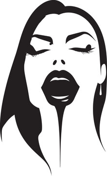 Twilight Temptress: Woman Vampire Emblem Design Moonlit Muse: Vector Logo of Twilight Vampire Face