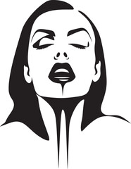Seductive Siren: Woman Vampire Face Icon Design Dark Temptation: Vector Logo of Vampire Woman's Face