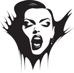 Gothic Glamour: Vector Logo of Woman Vampire Face Veiled Vixen: Woman Vampire Face Icon Design