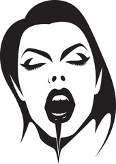 Dark Desires: Vector Logo of Vampiric Woman Face Mysterious Muse: Woman Vampire Face Icon Design