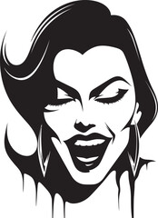 Nocturnal Nobility: Woman Vampire Face Emblem Graphics Gothic Goddess: Vector Logo of Female Vampire's Face