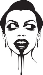 Veiled Vampiric Visage: Vector Logo of Femme Vampire Face Seductive Siren's Bite: Woman Vampire Face Emblem Graphics