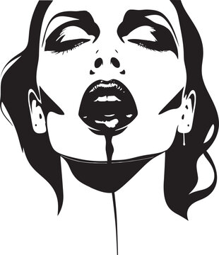 Dark Temptation: Vector Logo of Vampire Woman's Face Vamp Femme: Woman Vampire Face Emblem Graphics
