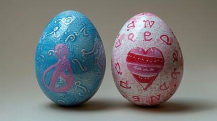 Transgender, female, and male gender symbols on eggs