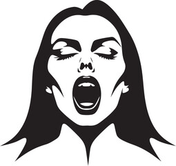 Enigmatic Elegance: Vector Logo of Woman Vampire Face Sinister Seduction Smile: Woman Vampire Face Emblem Graphics