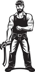 Industrial Integrity: Worker Vector Logo Design Labor Legacy: Iconic Worker Emblem Graphics