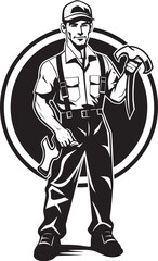 Industrial Insignia: Iconic Labor Logo Design Hard Hat Heraldry: Vector Worker Symbol