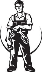 Craftsmanship Crest: Iconic Labor Emblem Blue-Collar Badge: Vector Worker Logo