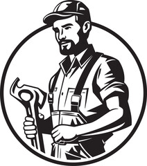 Industrial Insignia: Vector Labor Logo Design Hard Hat Heraldry: Emblematic Worker Emblem