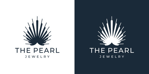 pearl shell logo template with luxury and elegant shape design.