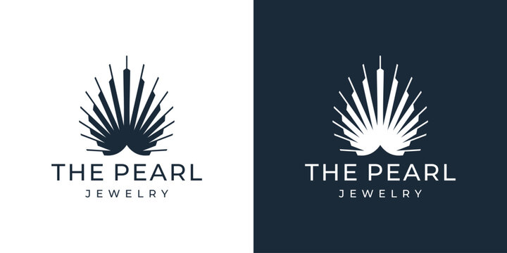 pearl shell logo template with luxury and elegant shape design.