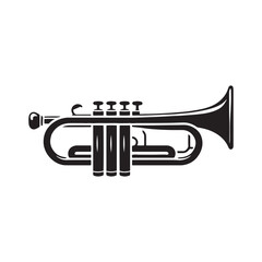Harmonious Echoes: Enchanting Silhouette of Trumpet Music Instrument, Captured in Melodic Illustration and Vector Form, Trumpet Illustration - Minimallest Trumpet Vector
