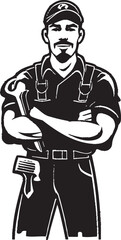 Laborer Lifeline: Vector Logo of Essential Worker Craftsmanship Chronicles: Iconic Worker Emblem Graphics