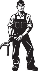Worker Warriors: Iconic Emblem Graphics Craftsmanship Chronicles: Vector Logo of Essential Worker