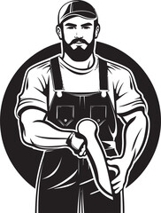 Laborer Lifeline: Iconic Worker Symbol Design Blueprint Icons: Vector Logo of Dedicated Worker