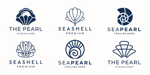 Sea shell logo inspiration. Set of pearl shell icons Vector illustration. Shell vector icon