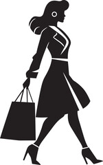 Vogue Vixen: Fashion-Forward Woman with Shopping Bag Icon Style Statement: Stylish Lady's Shopping Bag Emblem