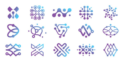 icon set vector tech dot logo design template for science, technology logo inspiration. vector illustration.