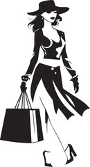 Urban Glam Gal: Young Woman Shopping Bag Graphics Couture Couture Chic: Vector Logo of Fashion Maven