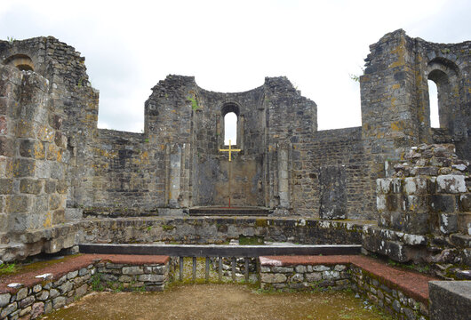 Landevennec, Bretagne, France ruins of the church, ancient Abbey