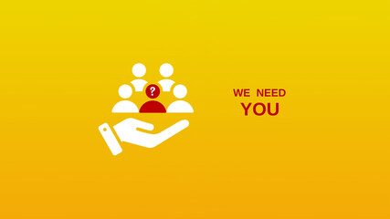 We are Hiring a design with a Magnifying Glass on a yellow background. Minimal we are hiring background. 