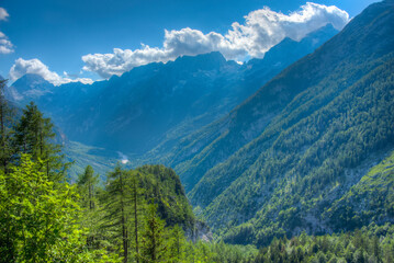 View over the Triglav national park from Supca viewpoint in Slovenia