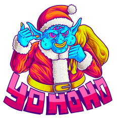 Alien Santa with Treasure Bag
