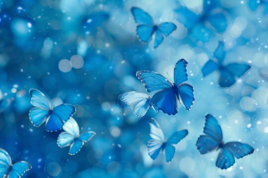 pattern with Butterflies . Background made of glass purple butterflies with copy space. Purple Glass Butterflies Adorning Spring Scene. Beautiful simple AI generated image in 4K, unique.