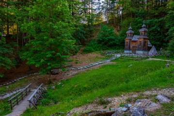 Fototapeta premium Russian chapel at the Vrsic pass in Slovenia
