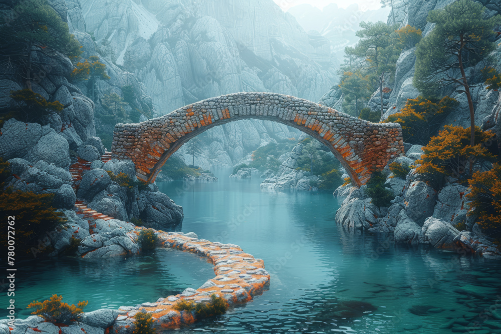 Poster a symbolic image of a bridge spanning a gap, signifying the link between different ideas or perspect