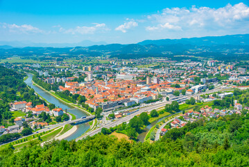 Aerial view of Slovenian town Celje