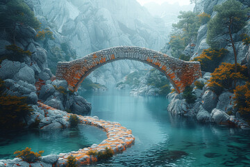 A symbolic image of a bridge spanning a gap, signifying the link between different ideas or...