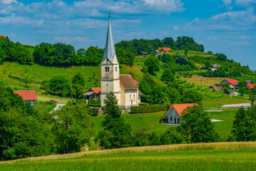 Lonely church on a top of a hill in Slovenia