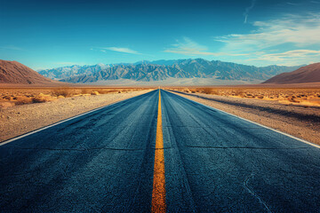 An image of an open road stretching into the horizon, symbolizing boundless opportunities and exploration. Concept of freedom and adventure. Generative Ai.