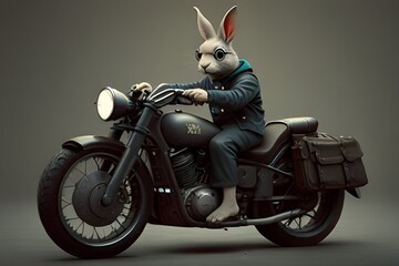 rabbit on motorcycle