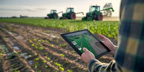 The concept of using modern technologies and artificial intelligence in agriculture with a tractor