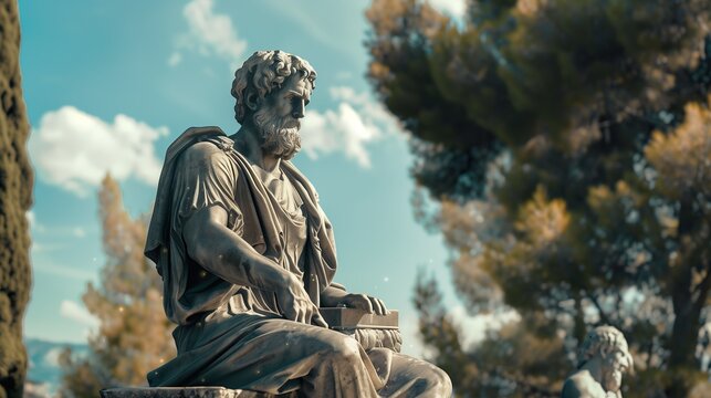 Greek philospher Aristotle like a monument, statue