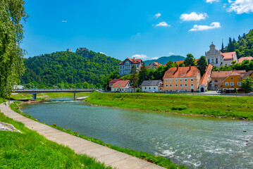 Riverside of Savinja in Slovenian town Celje