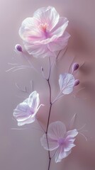 Pink Flower With Purple Leaves on White Background