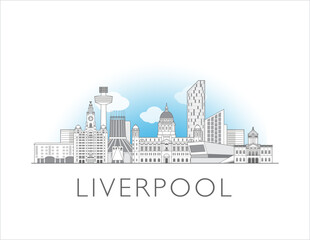 Liverpool cityscape illustration skyline drawing