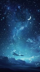 Obraz na płótnie Canvas Night Sky With Stars and Moon