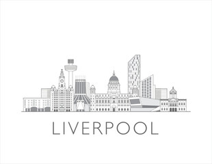 Liverpool cityscape illustration skyline drawing